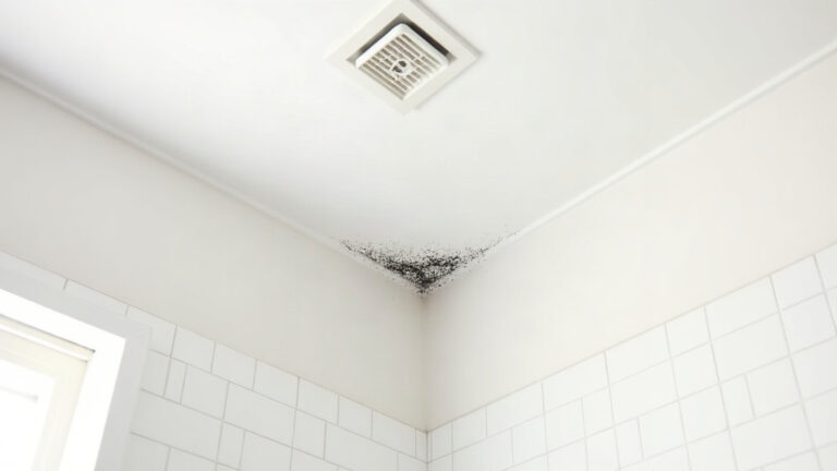 Bathroom ceiling mould in the corner below the exhaust fan