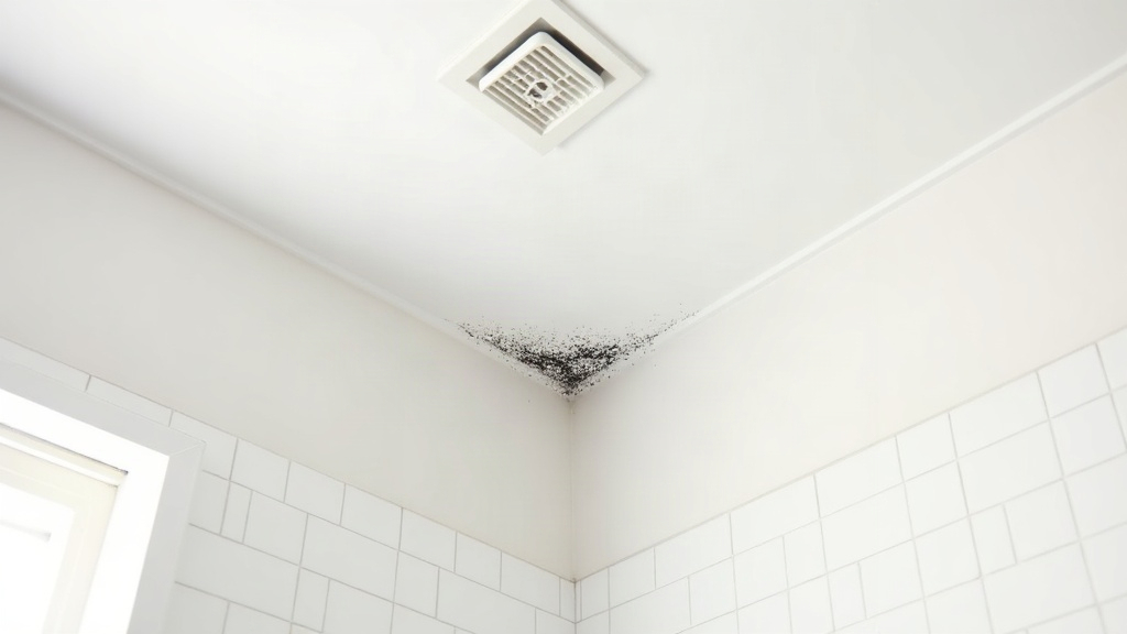 Bathroom ceiling mould in the corner below the exhaust fan