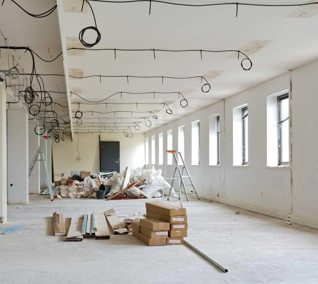 Office fit-out with new plaster walls and ceilings