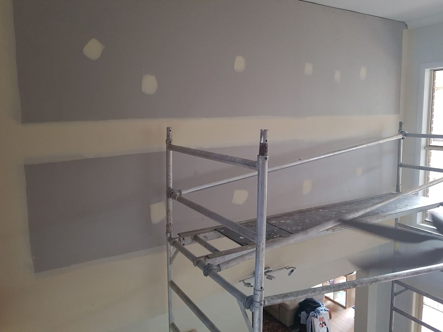 New plasterboard walls and ceilings going up during a renovation